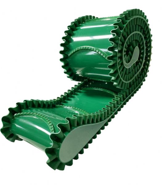 绿色PVC输送带 挡板裙边环形传送带 小型注塑用上料设备  厂家直销